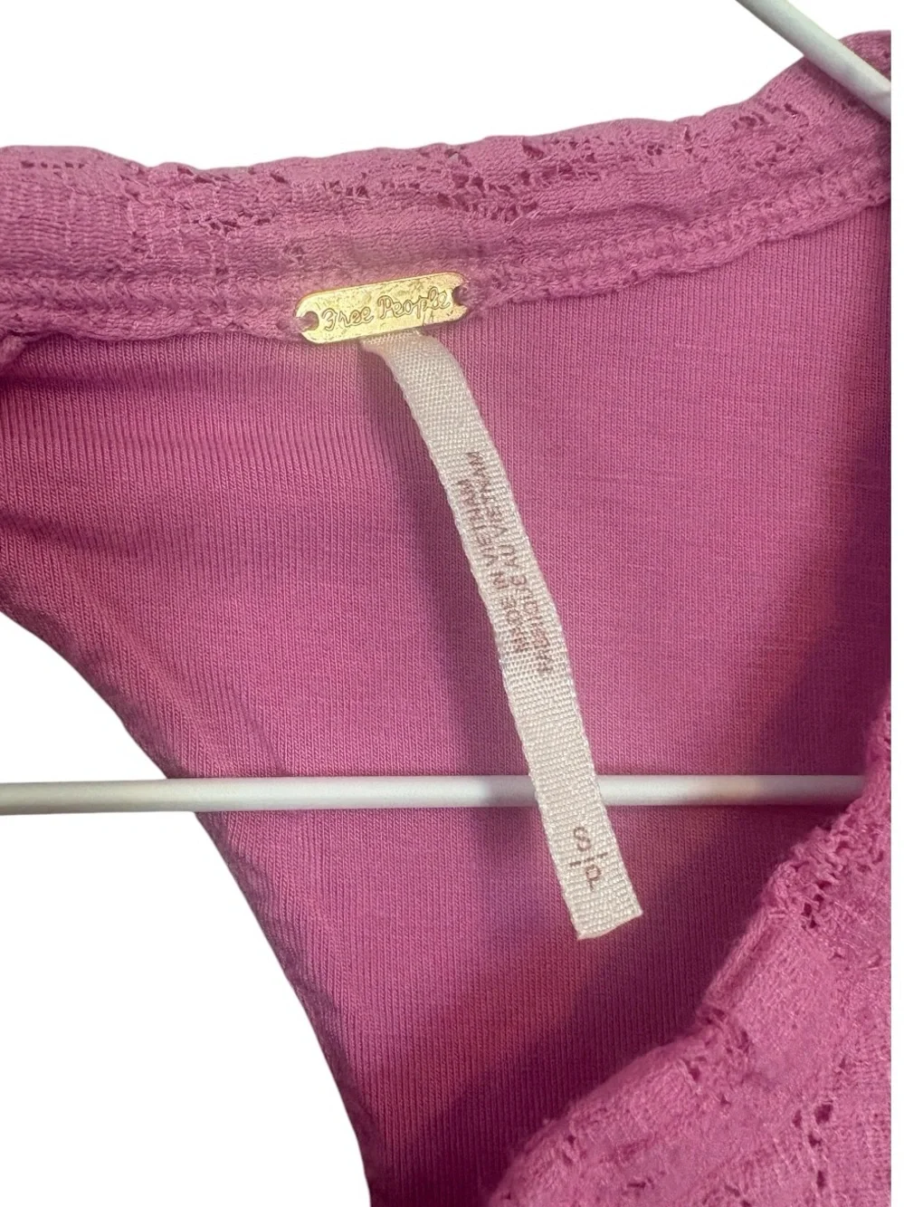 Free People Pink Lace Cropped Balloon Sleeve